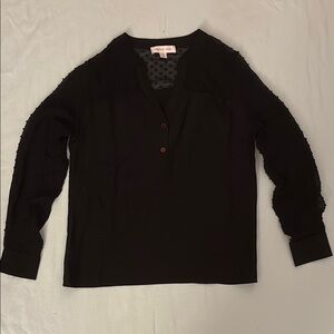Amour Vert Silk Black Long Sleeve Blouse